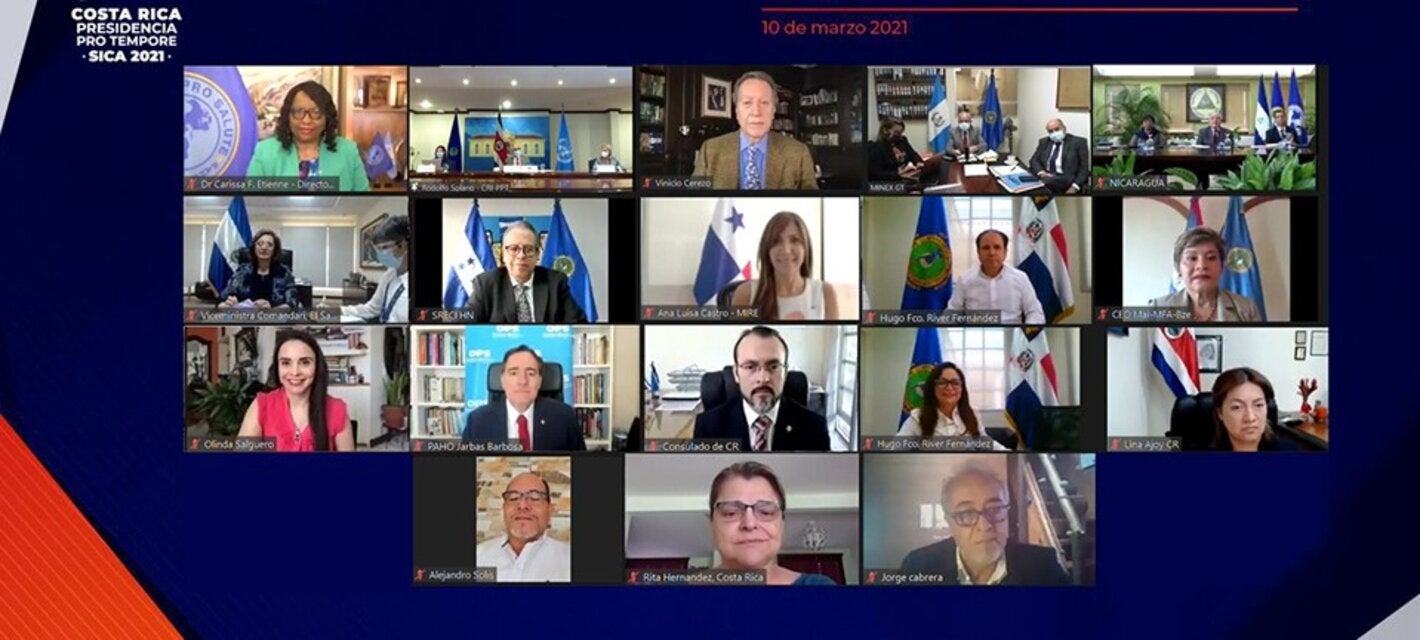 En la reunión participaron la Directora y el Subdirector de OPS, la Representante de OPS en Costa Rica y el Consejo de Ministros de Relaciones Exteriores