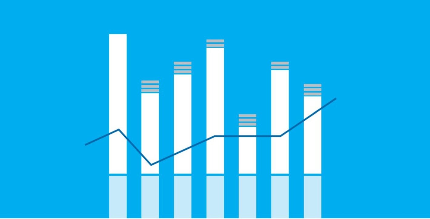 illustration that represents cigarretes of different heights crossed by an irregular line