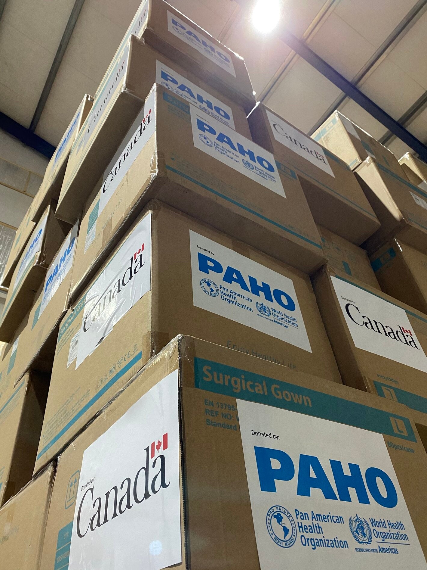 Boxes of Donated PPE by PAHO and the Canadian Government