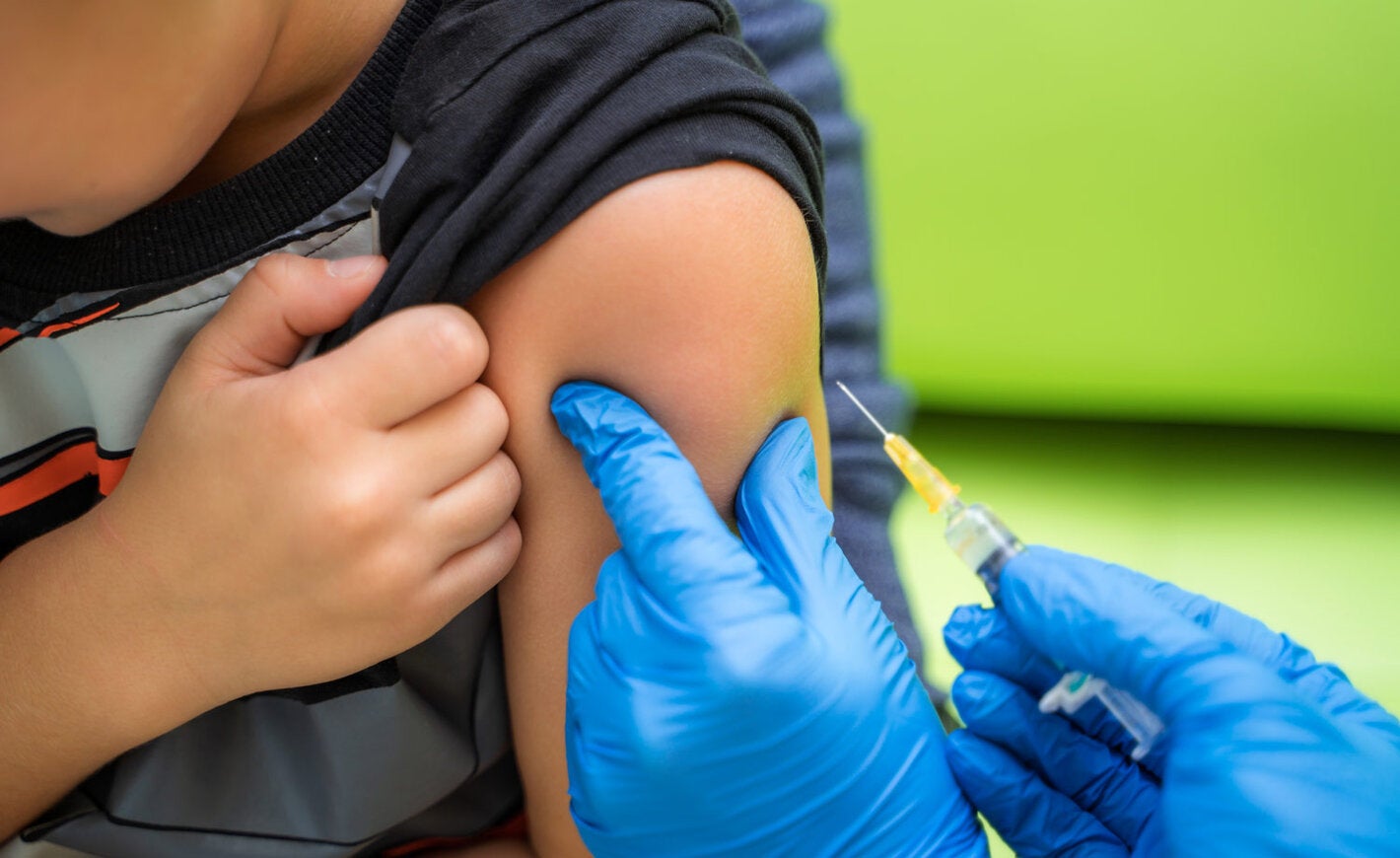 Boy being vaccinated