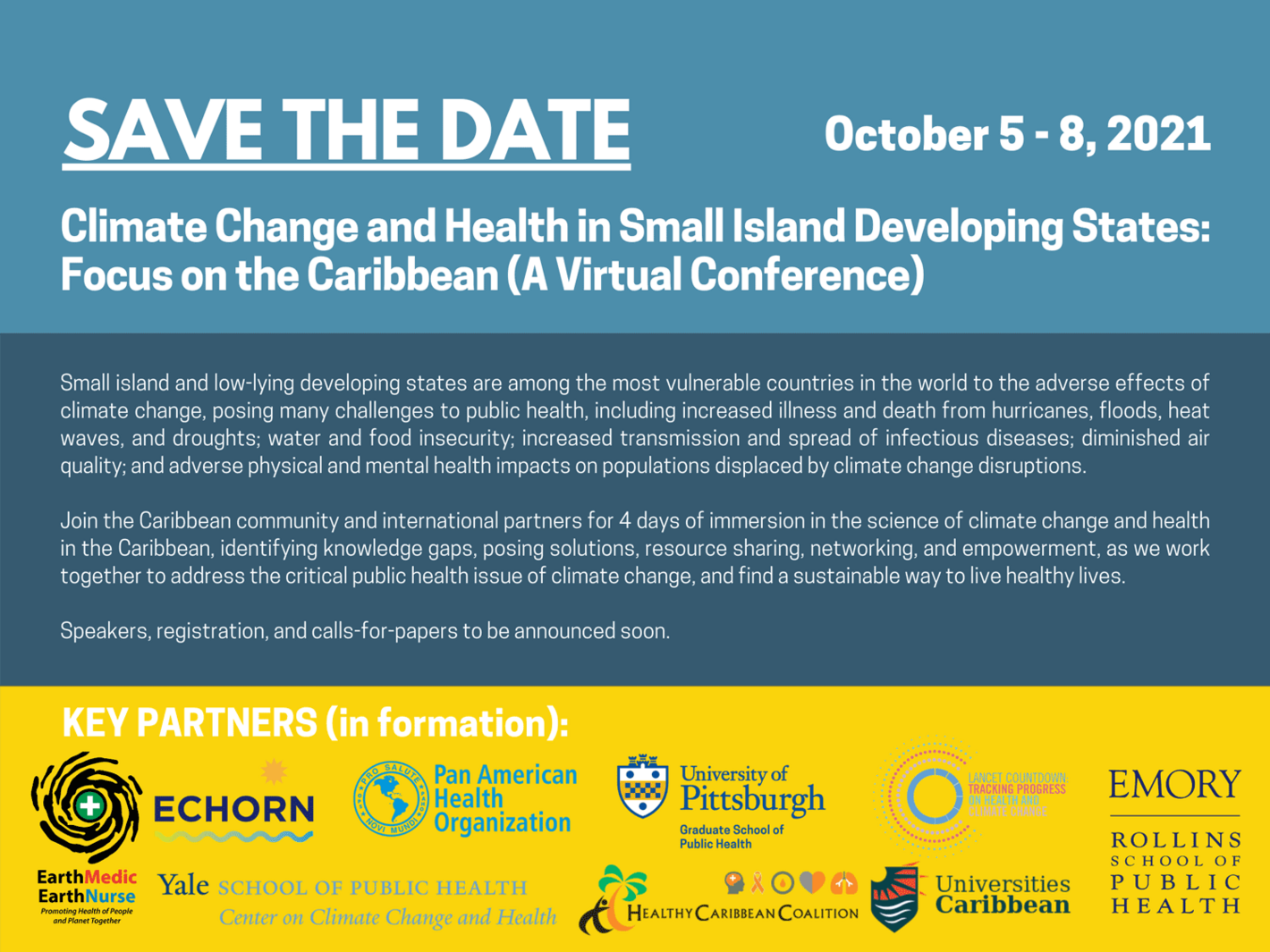 Climate Change and Health in Small Island Developing States: Focus on the Caribbean (A Virtual Conference)