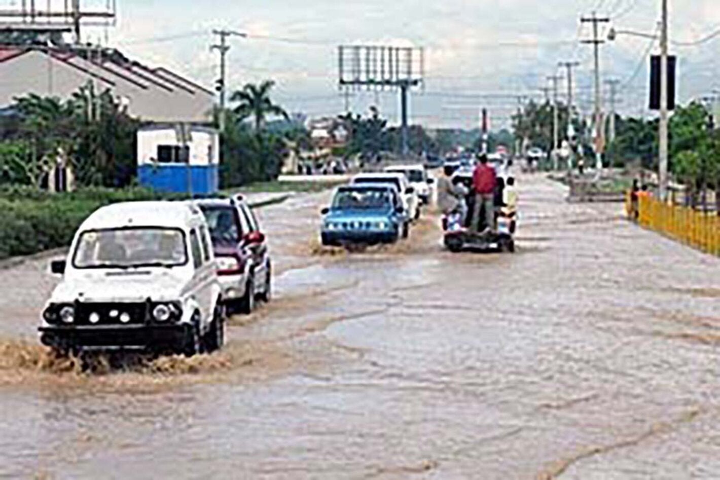 Cars on a flooded street