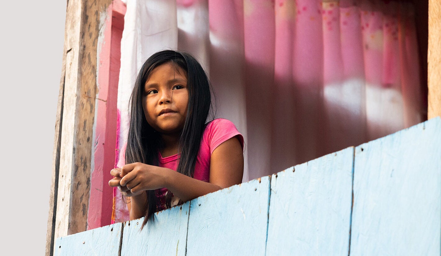 Girl looking out the window