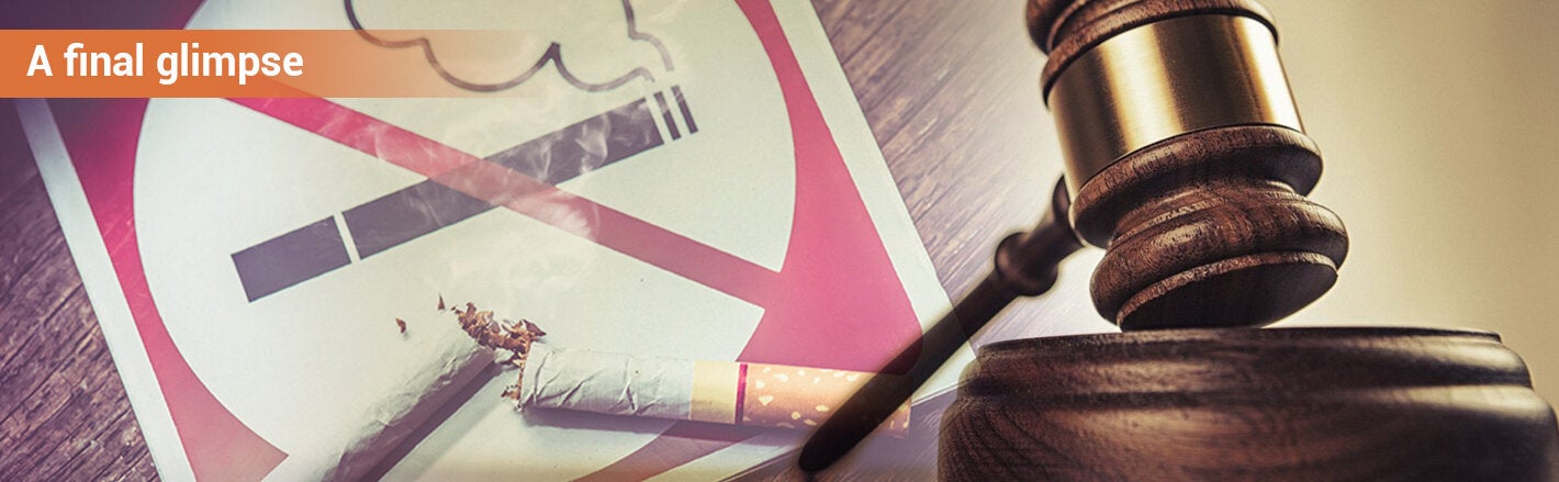 Gavel with cigarettes