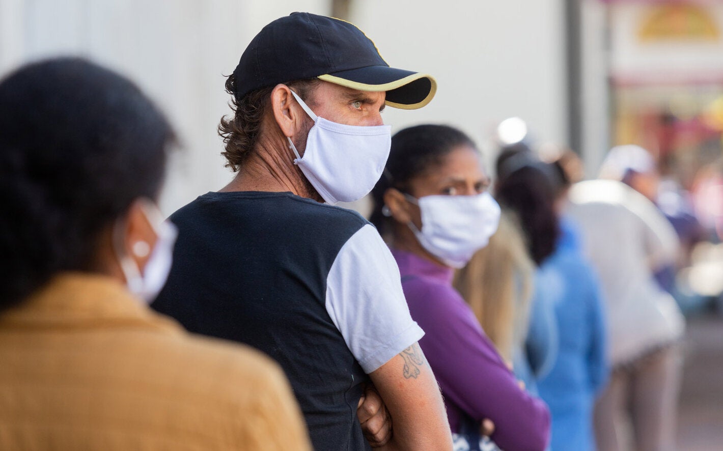 People wearing masks to protect themselves against COVID-19