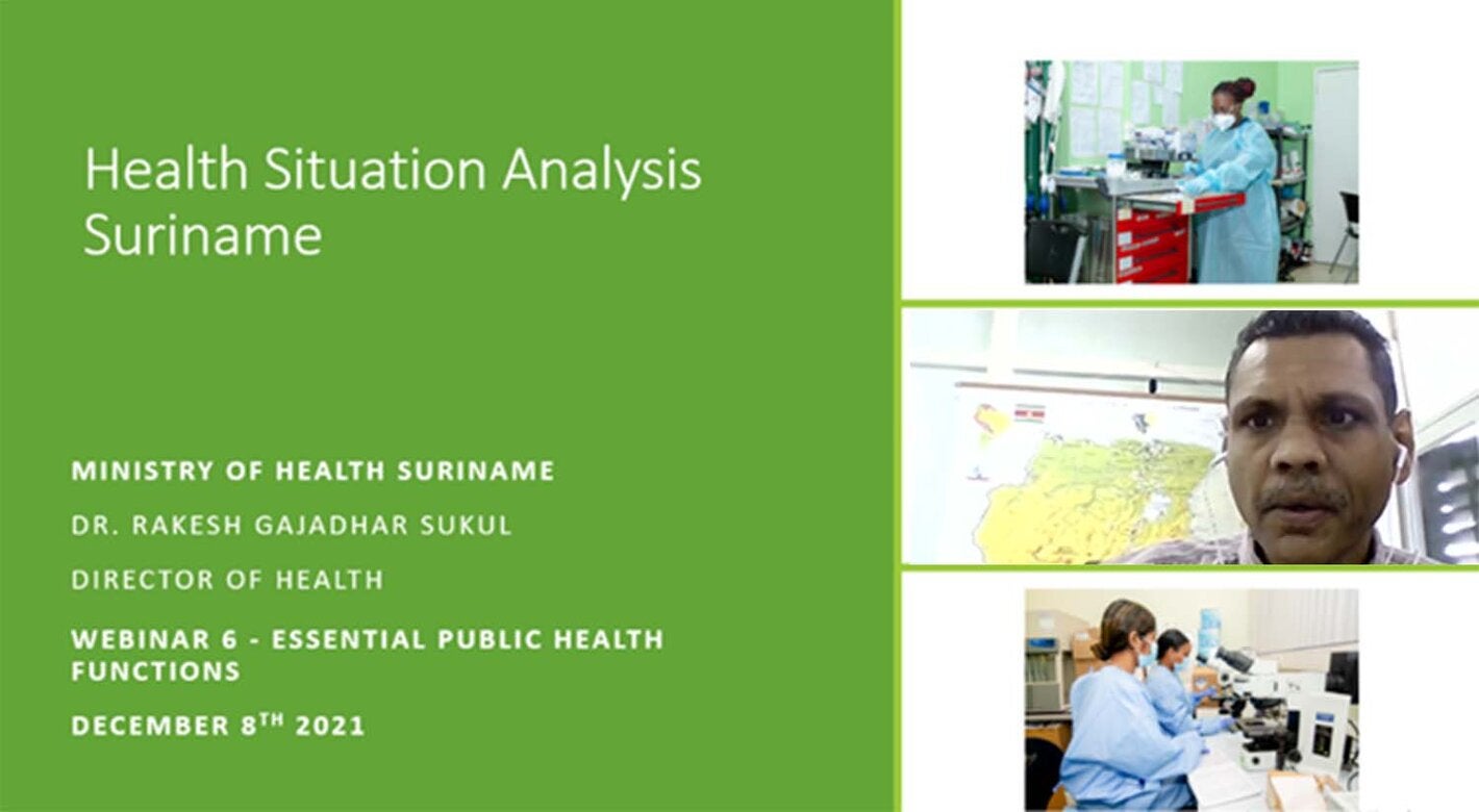 Director of Healh Suriname presenting EPHF Evaluation2021