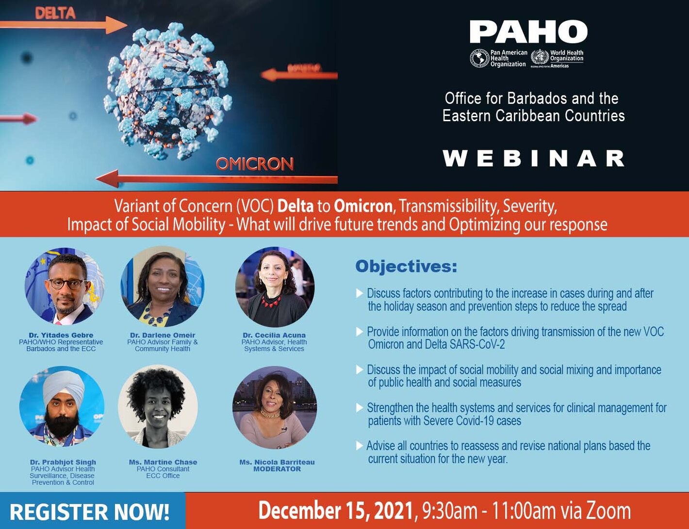 Webinar flyer VOC Delta to Omicron