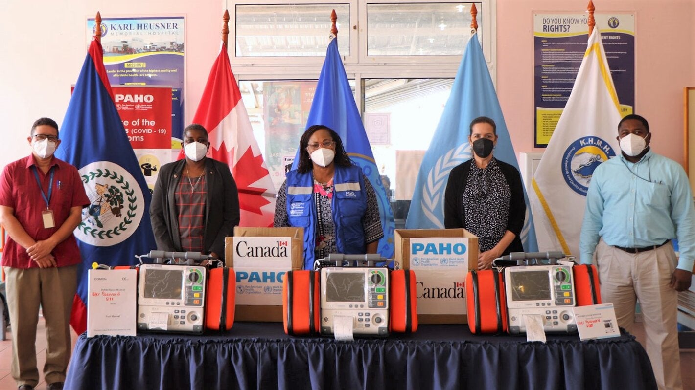 Defibrillators handover to the KHMHA in Belize from PAHO/WHO and Government of Canada