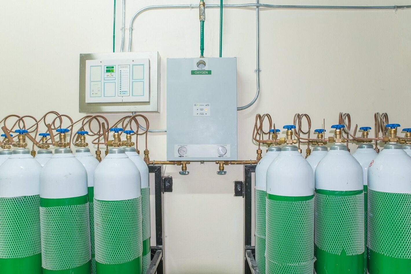 Oxygen tanks at a hospital