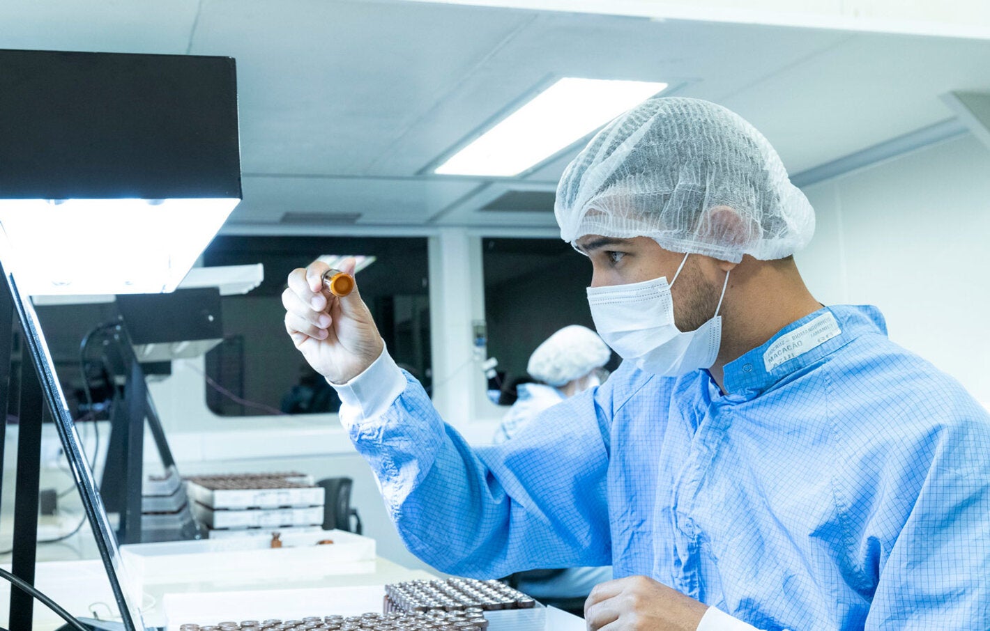 Man in vaccine production site