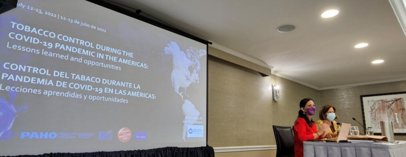 Image of the two chair on the meeting on Tobacco control during the COVID-19 pandemic in the Americas