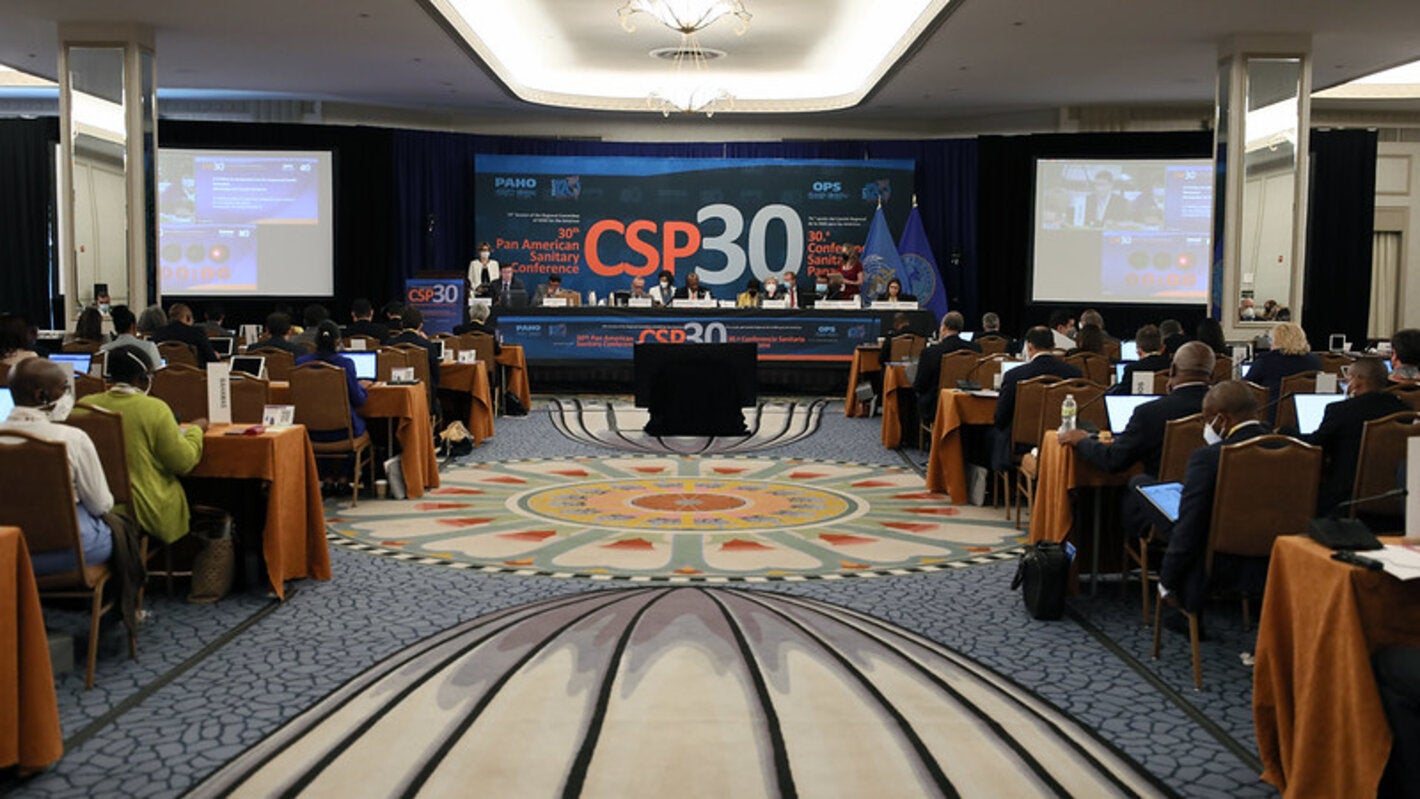 Aspecto general de la sala donde se celebra la 30 Conferencia Sanitaria Panamericana 