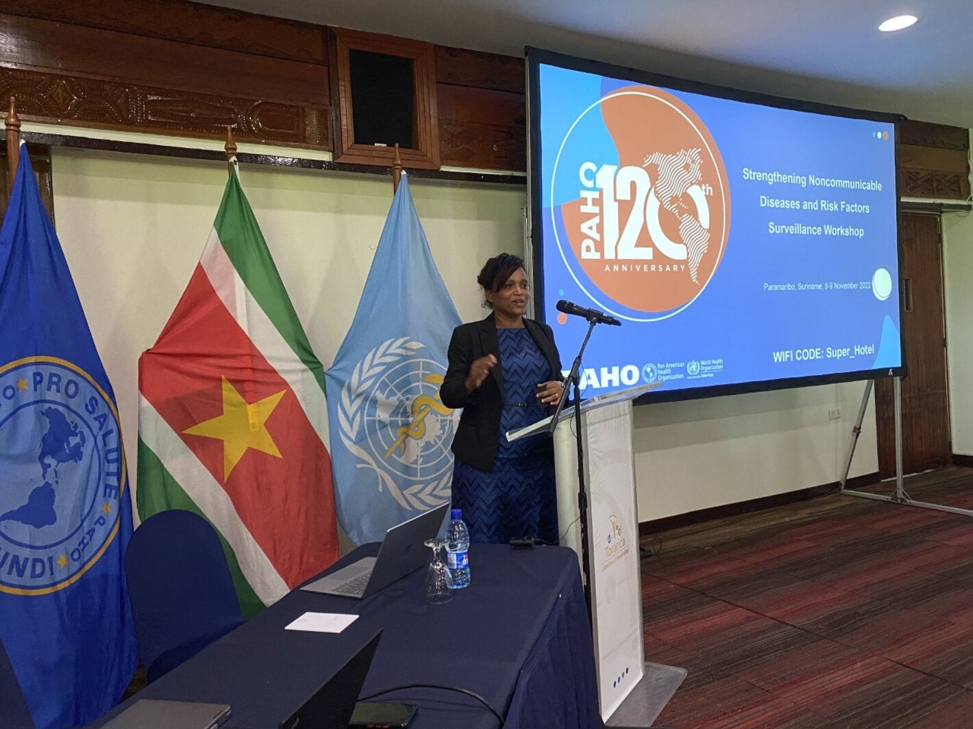 PAHO/WHO Suriname Technical Officer Dr. Wendy Emanuelson-Telgt addressed the participants during the 2-day workshop