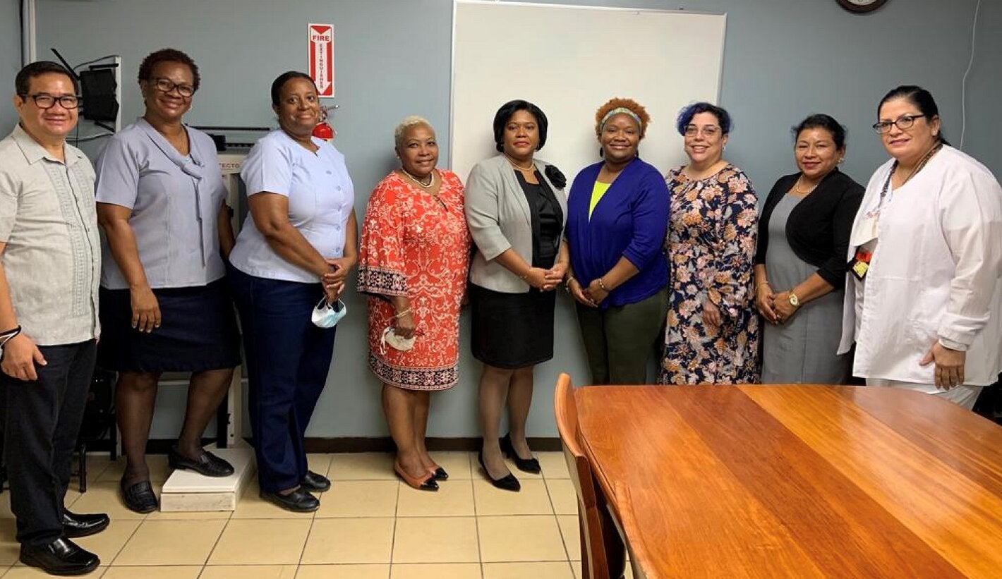 The University of North Carolina team visiting the School of Nursing at the University of Belize.