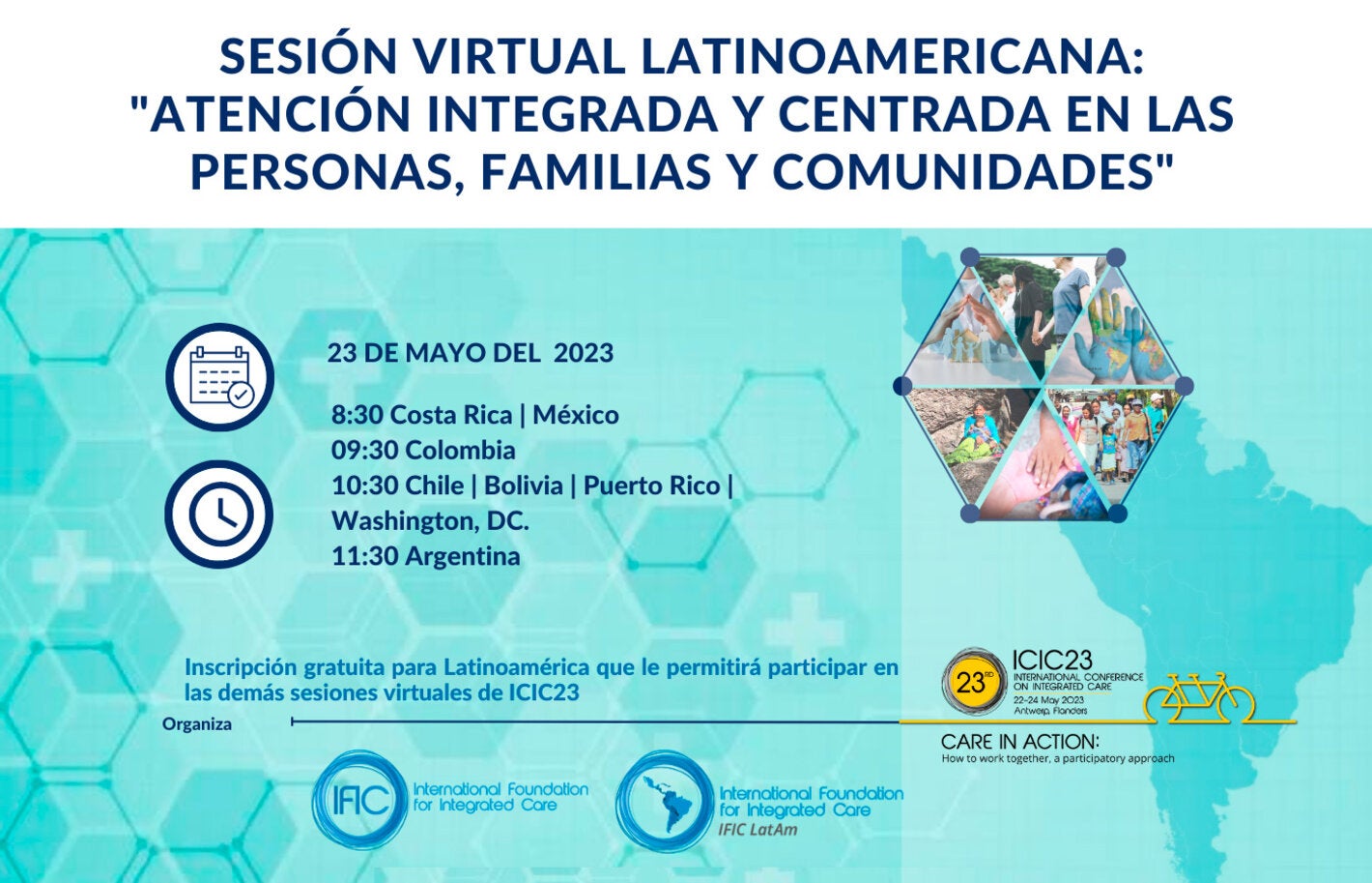 Baner anunciado el evento Atención integrada y centrada en las personas, familias y comunidades