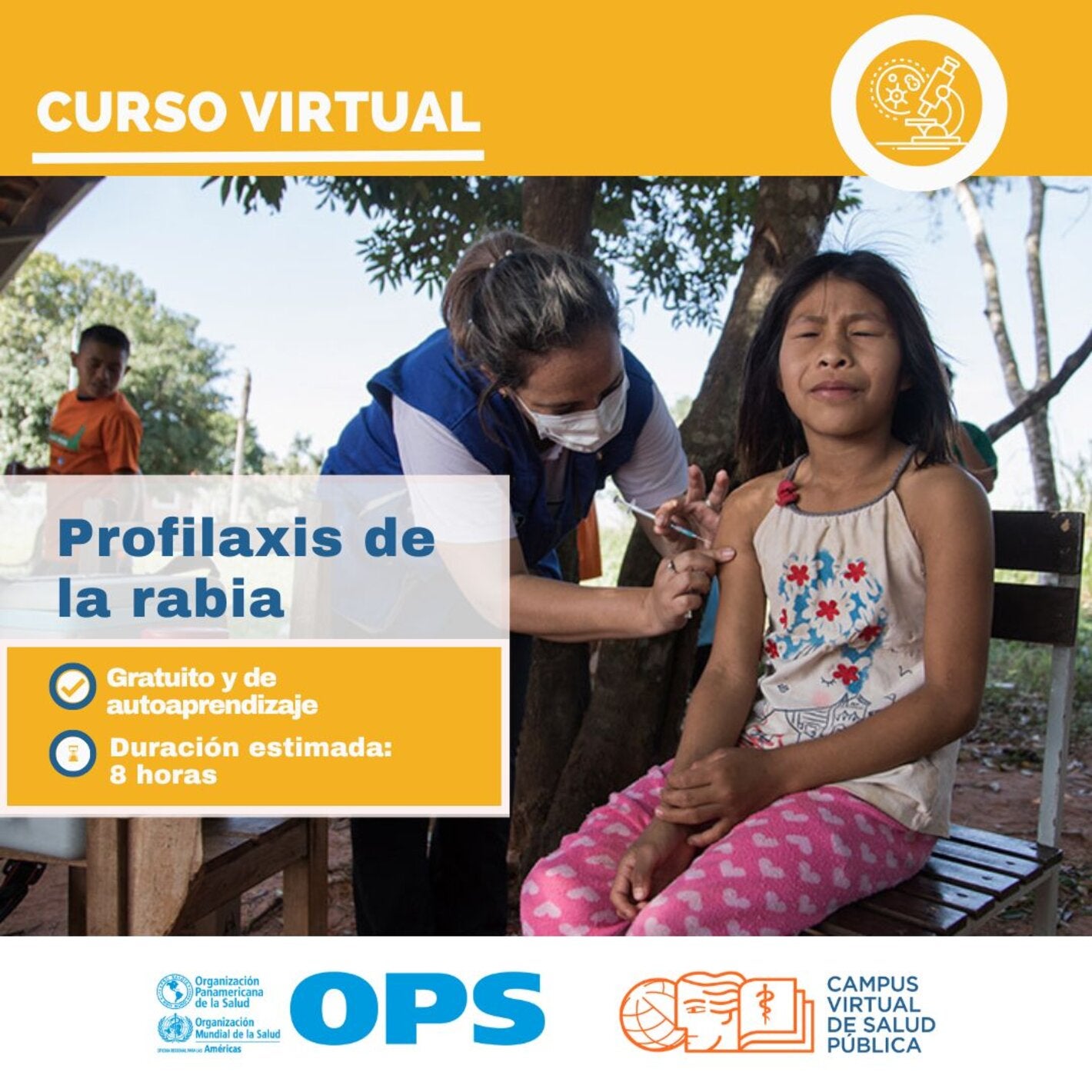 Curso virtual de profilaxis contra la rabia. Niña recibiendo la profilaxis