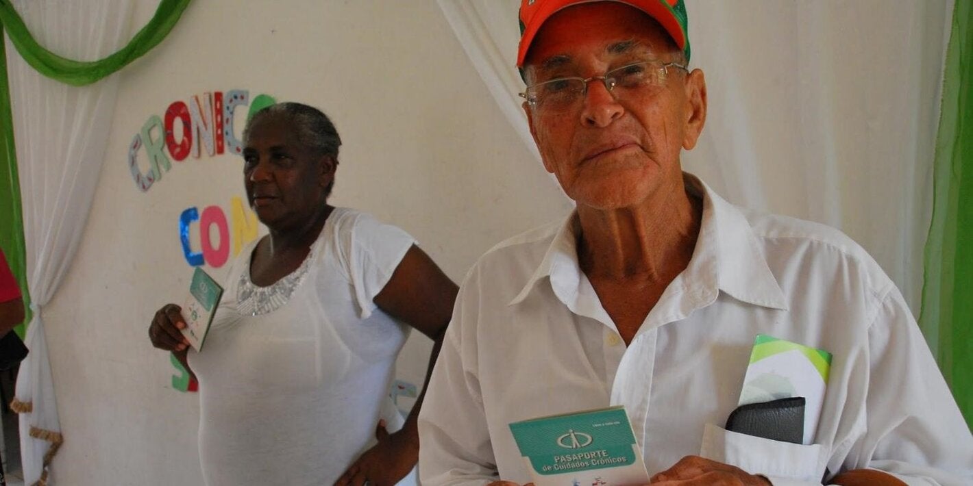 Photo of an elderly woman and an elderly man showing 