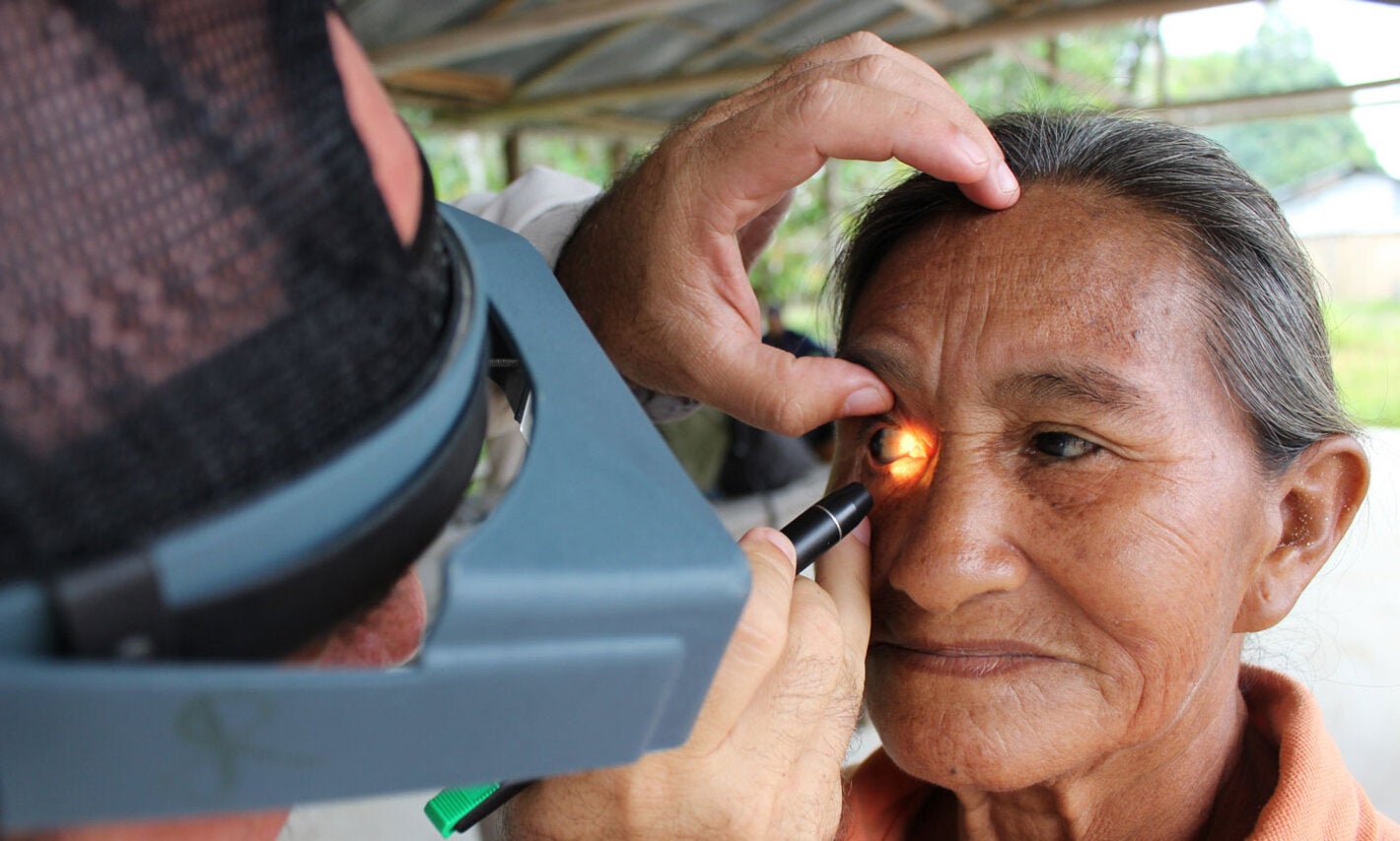 Woman is examined  - trachoma