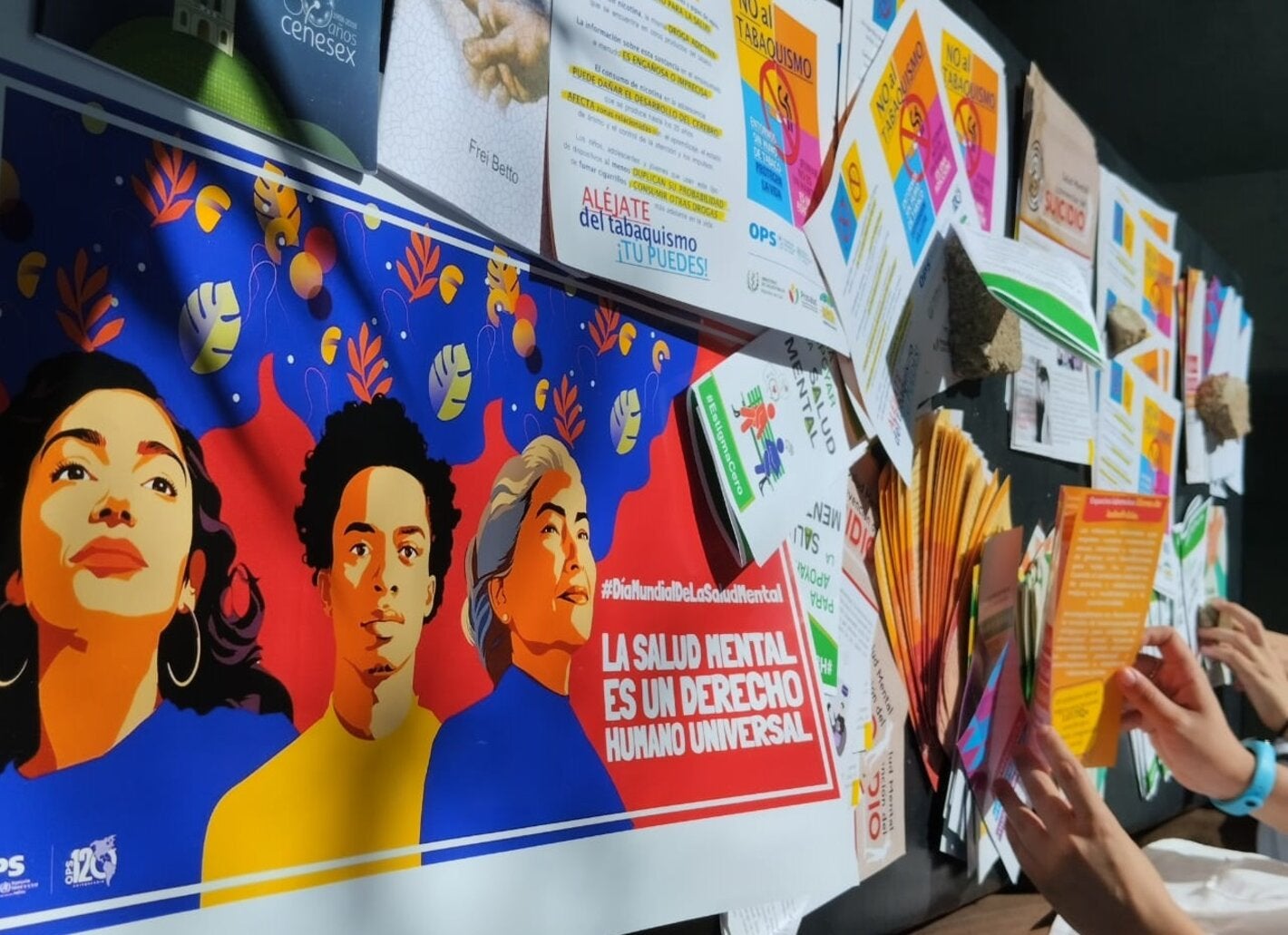 Materiales informativos utilizados en actividad por el Día Mundial de la Salud