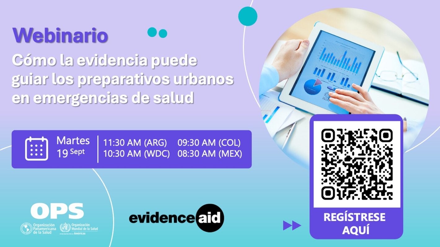 Banner webinario Cómo la evidencia puede mejorar la preparación para emergencias sanitarias urbanas