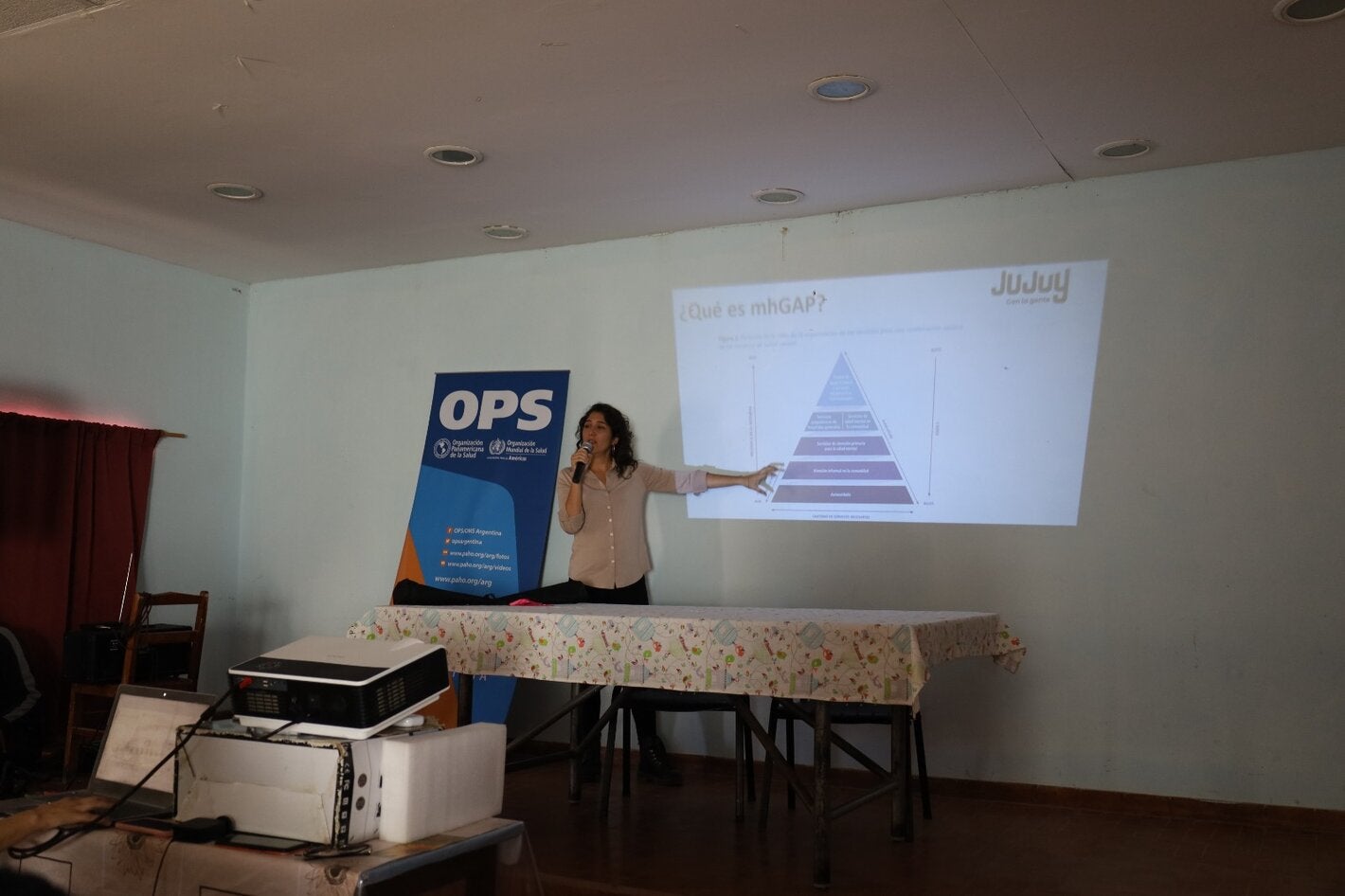 Exposición sobre mhGAP comunitario durante el lanzamiento