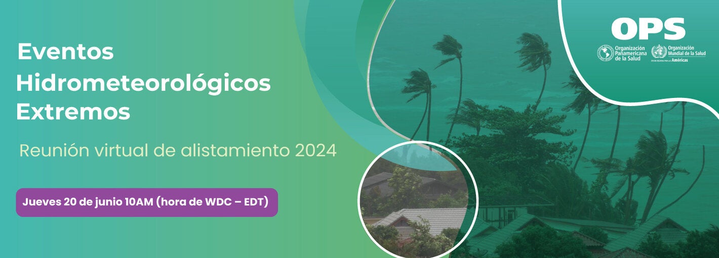 banner del evento. Se muestra foto de zona costera con mar y palmeras visiblemente con viento. También se ve el título del evento y la hora. Foto de playa con palmeras con viento. Crédito foto: Freepik - @dogorasun