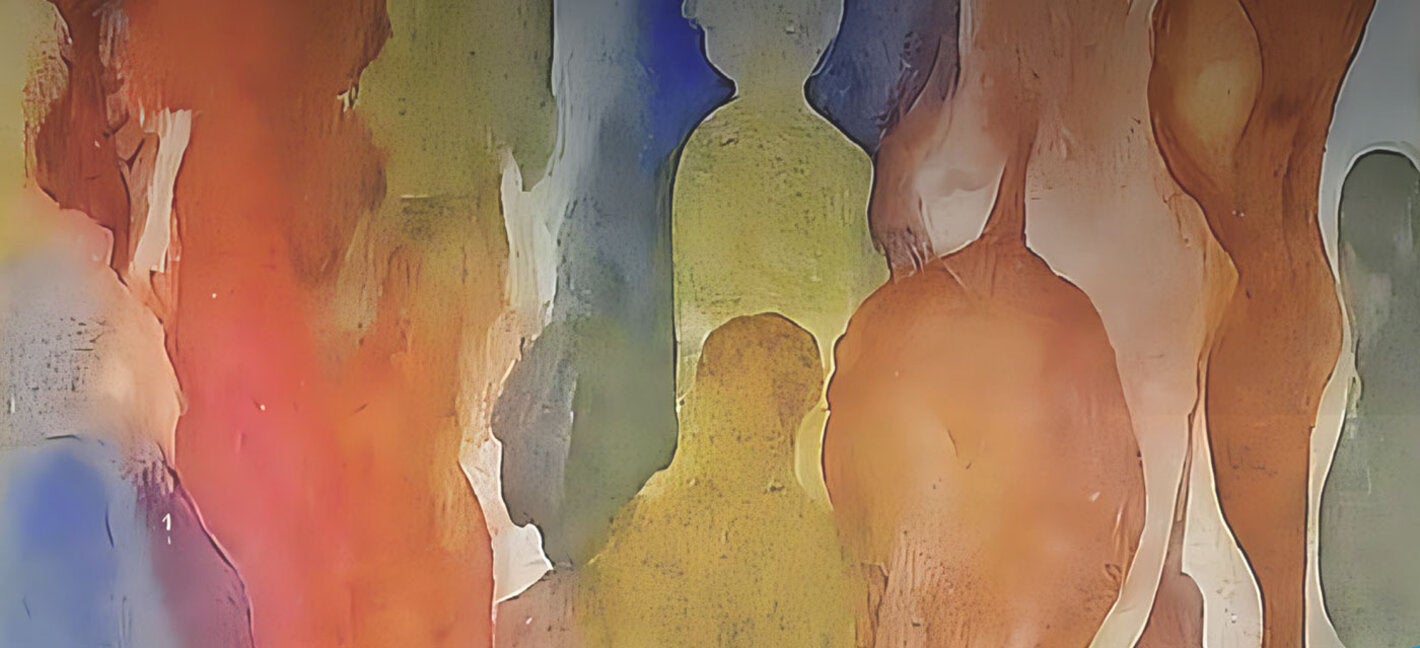 Water color painting of faded people