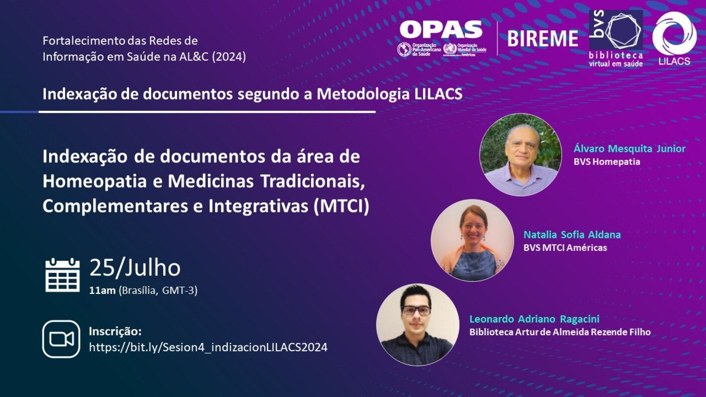 Indexação de documentos da área de Homeopatia e Medicinas Tradicionais, Complementares e Integrativas (MTCI)