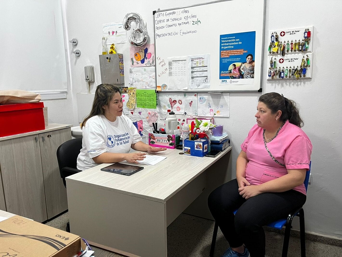Foto de encuestadora de OPS y embarazada en el momento de la encuesta