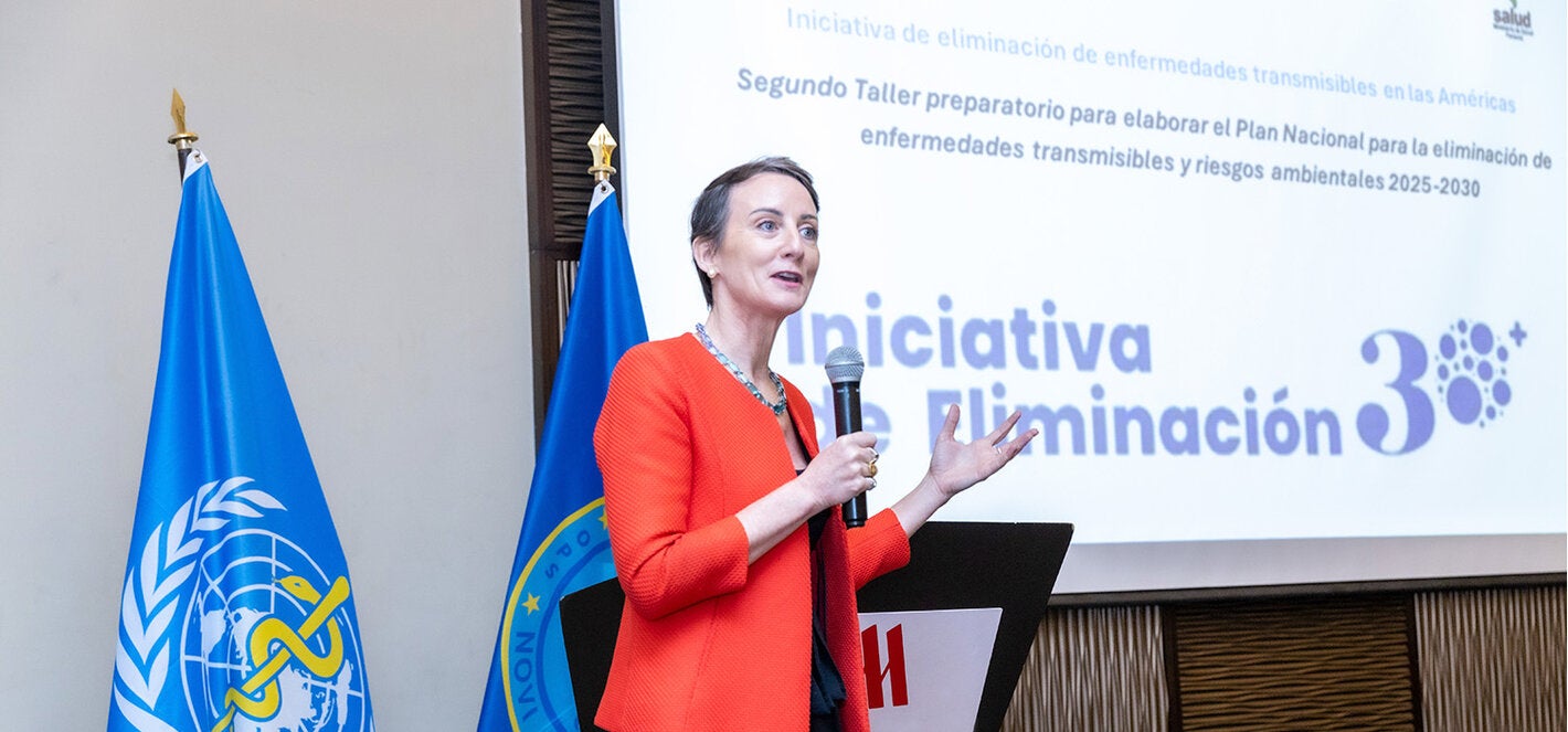 Fotografía de la participación de la Dra. Ana Rivière Cinnamond en el Segundo Taller preparatorio para elaborar el Plan Nacional para la eliminación de enfermedades transmisibles y riesgos ambientales 2025-2030.
