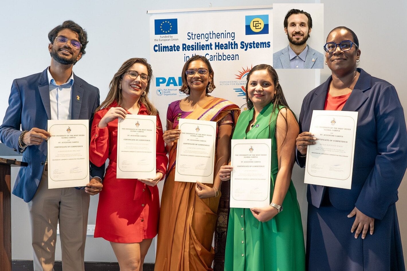 Nayan Persaud, Guyana; Anniete Cohn-Lois, Dominican Republic; Christine Samwaroo, Guyana; Edalmi Pinelo, Belize; Nicole N. Hazel, Barbados; and Stefano Todde, Dominican Republic.Nayan Persaud, Guyana; Anniete Cohn-Lois, Dominican Republic; Christine Samwaroo, Guyana; Edalmi Pinelo, Belize; Nicole N. Hazel, Barbados; and Stefano Todde, Dominican Republic.