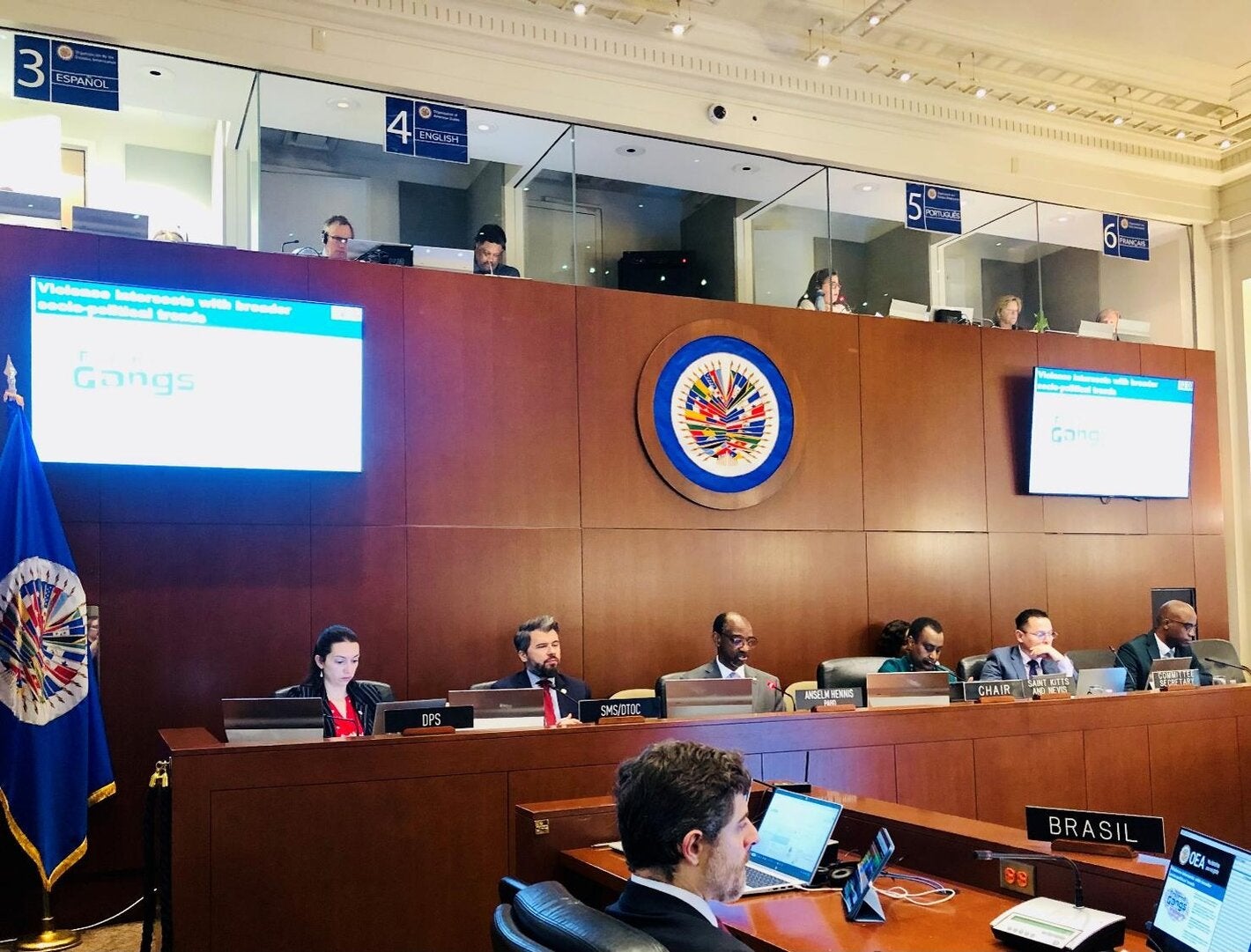 A group of people sitting in a room