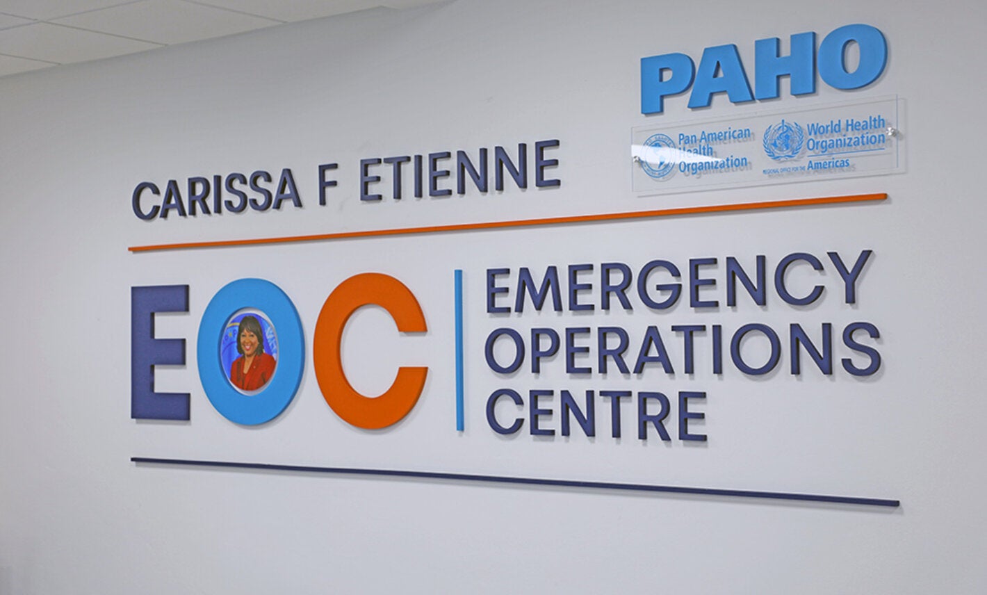 Signage in PAHO Barbados EOC
