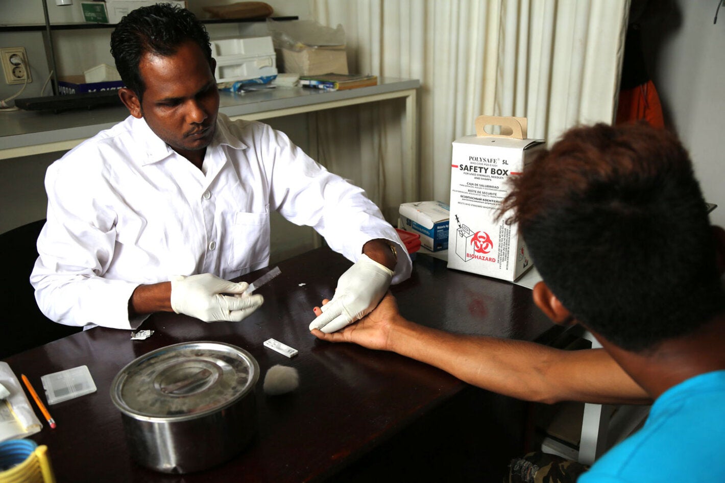 Patient is being tested for malaria