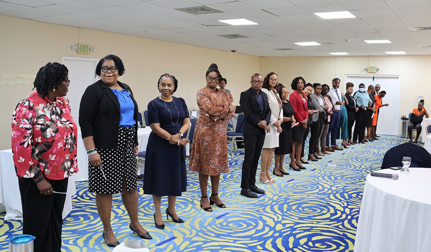 Participants in the “Equity walk” exercise to demonstrate inequities