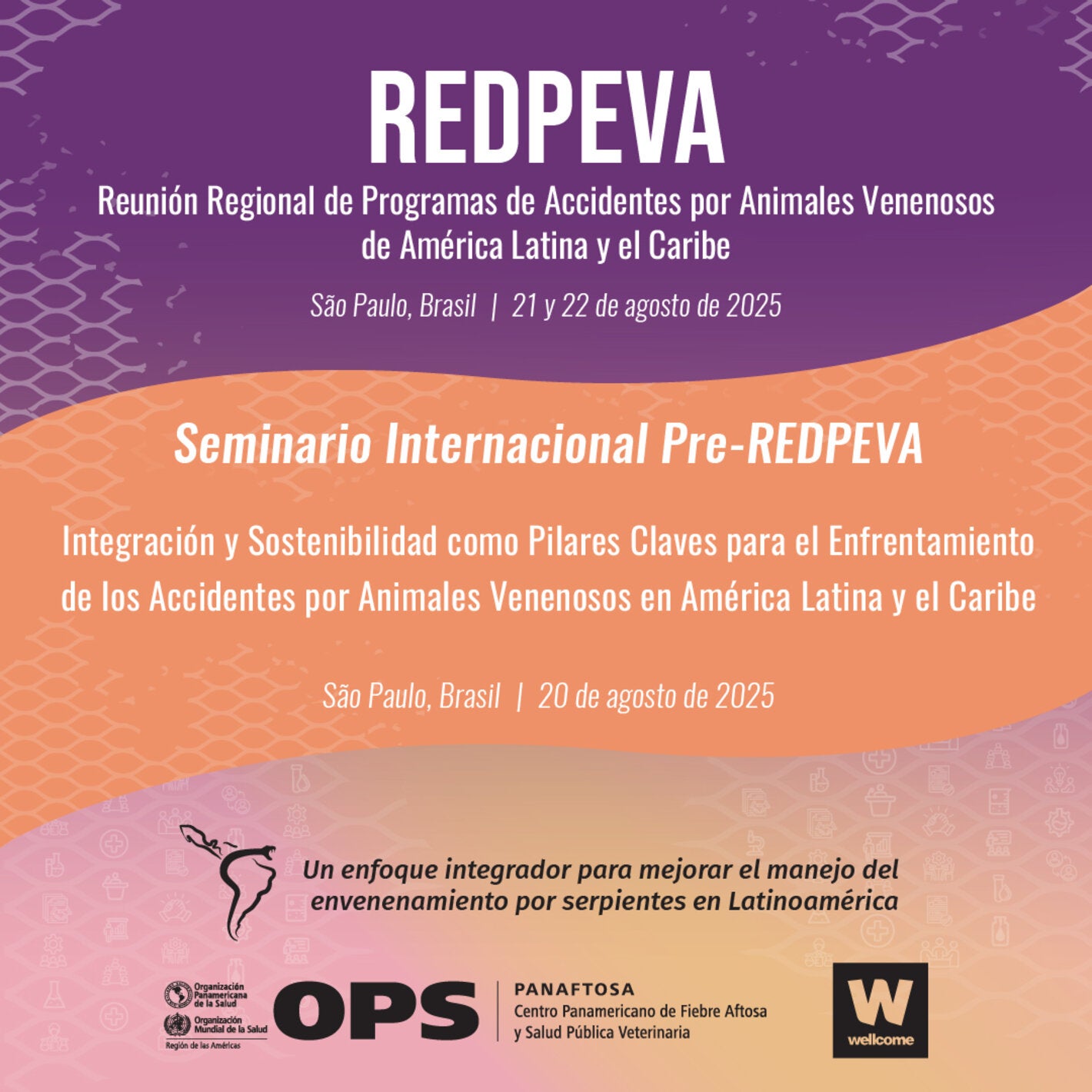 Card reunión REDPEVA, Reunión Regional de Programas de accidentes por animales venenosos de América Latina y el Caribe