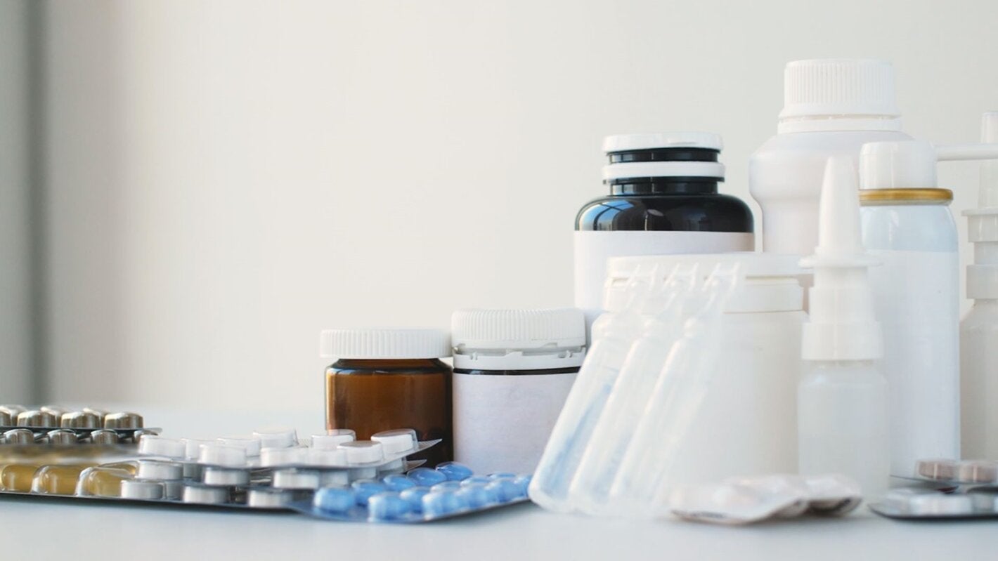 Jars of medicines and pills