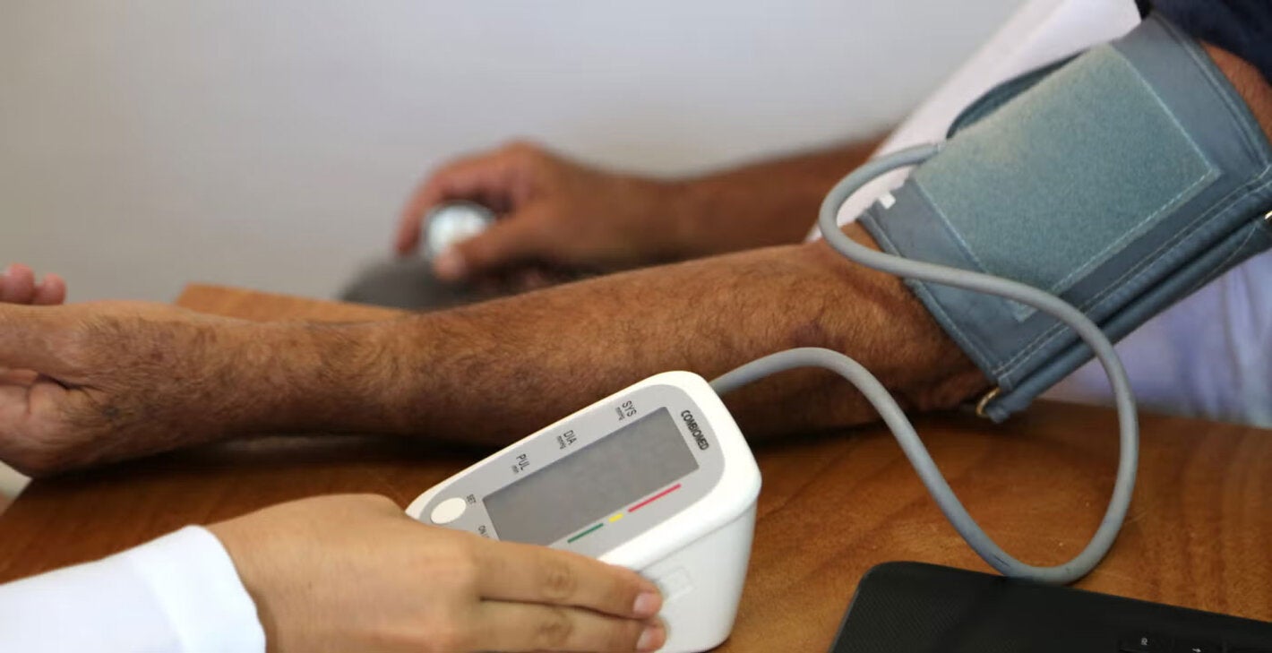 Patient checking blood pressure