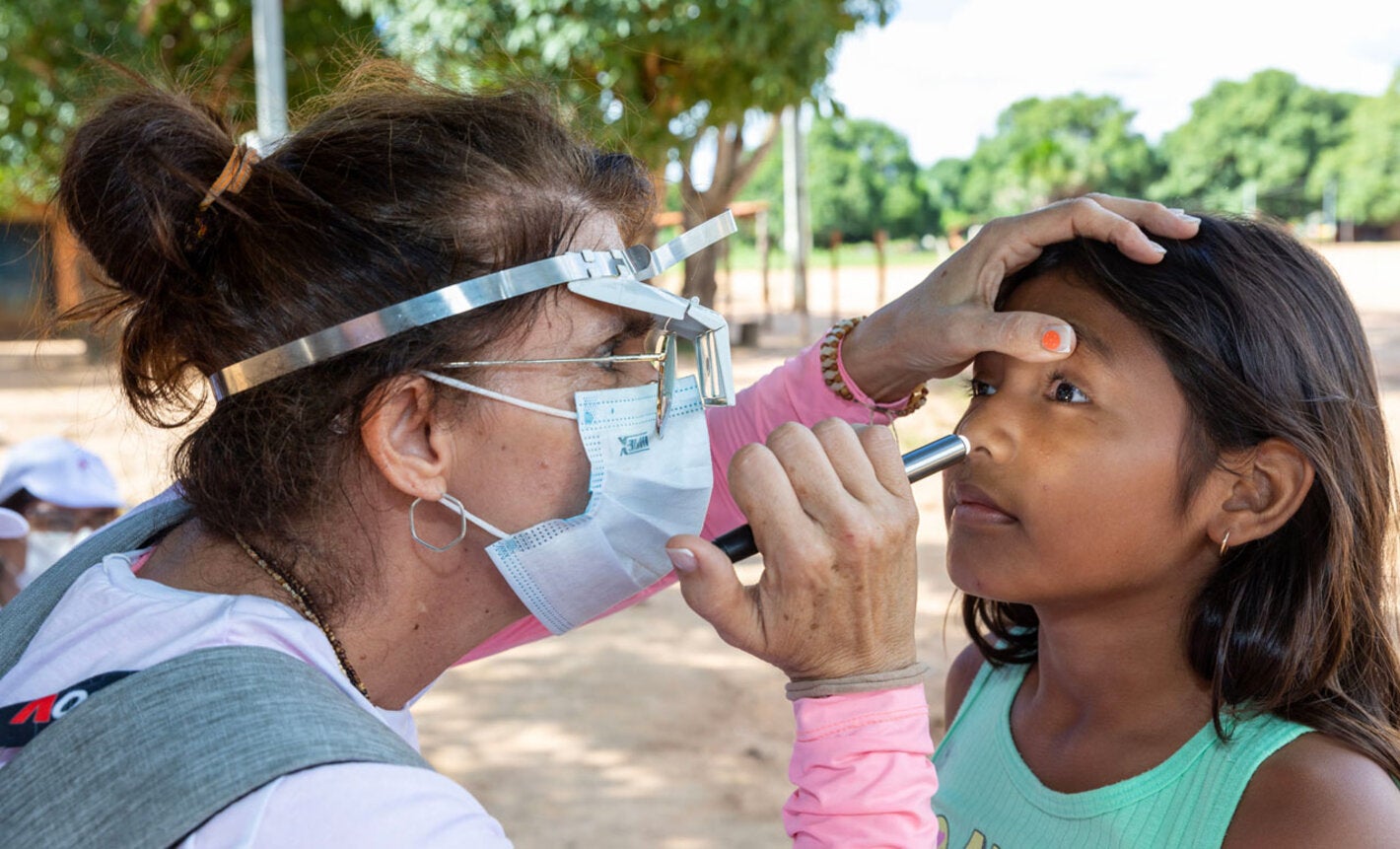 Examining young patient