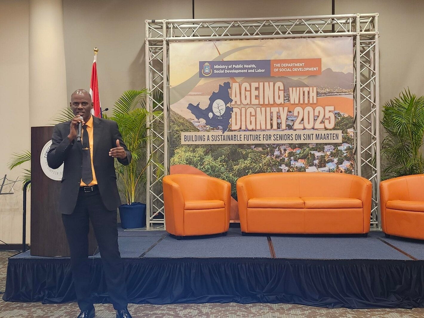 The Honourable Mr. Richenel Brug,  Minister of Health for Sint Maarten addresses participants