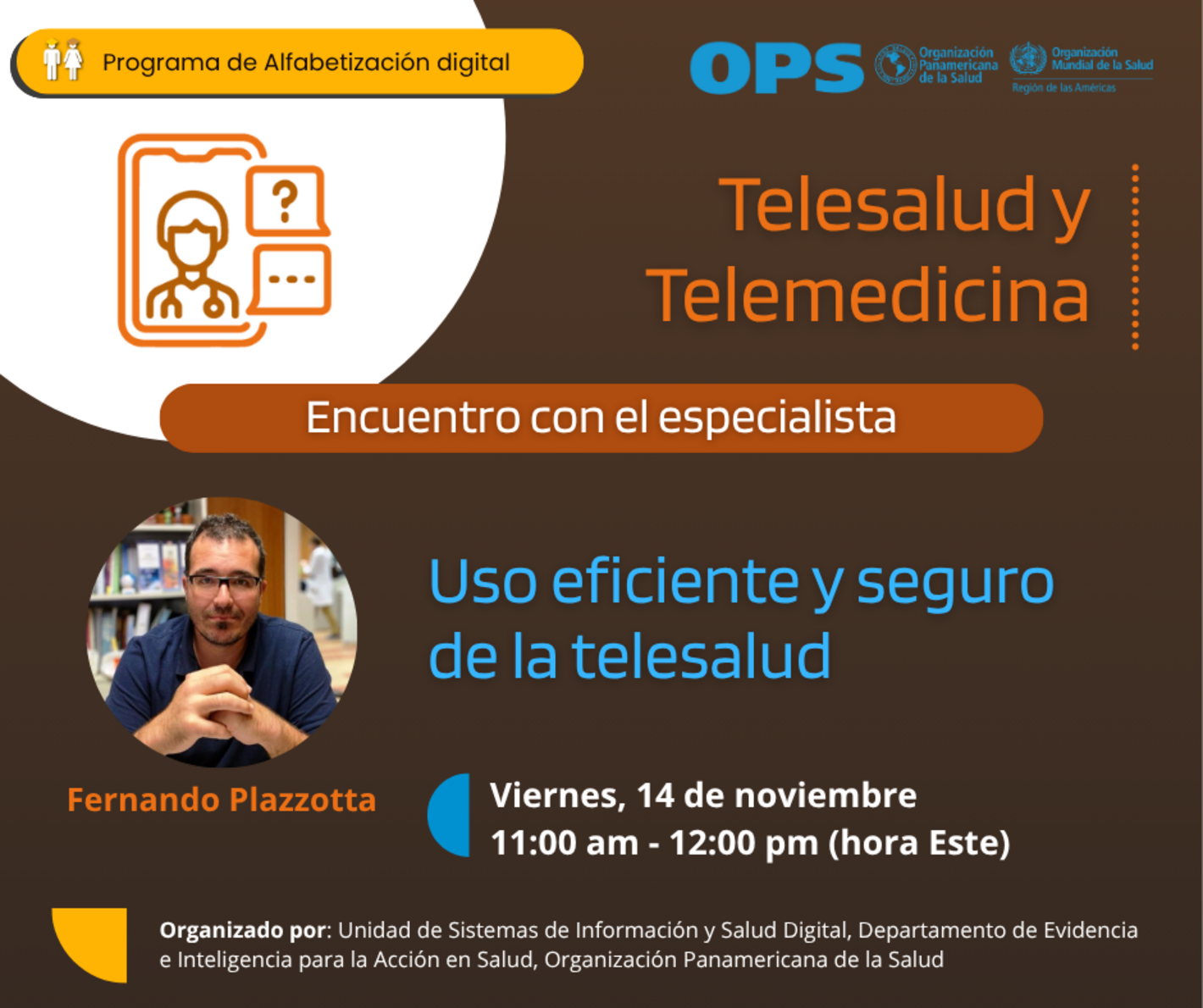 Encuentro con el especialista: Uso eficiente y seguro de la telesalud