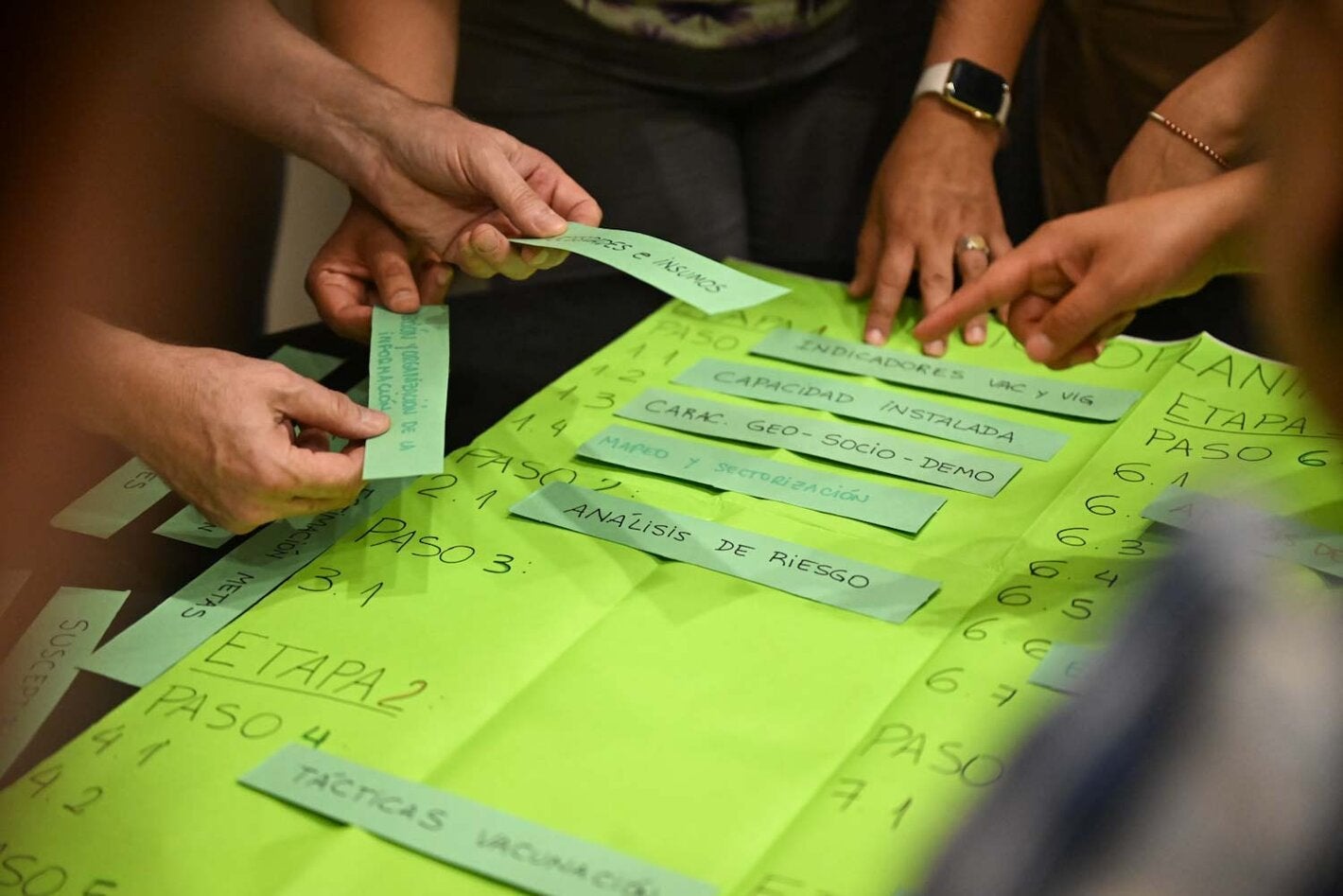 Foto de dinámica grupal durante el taller