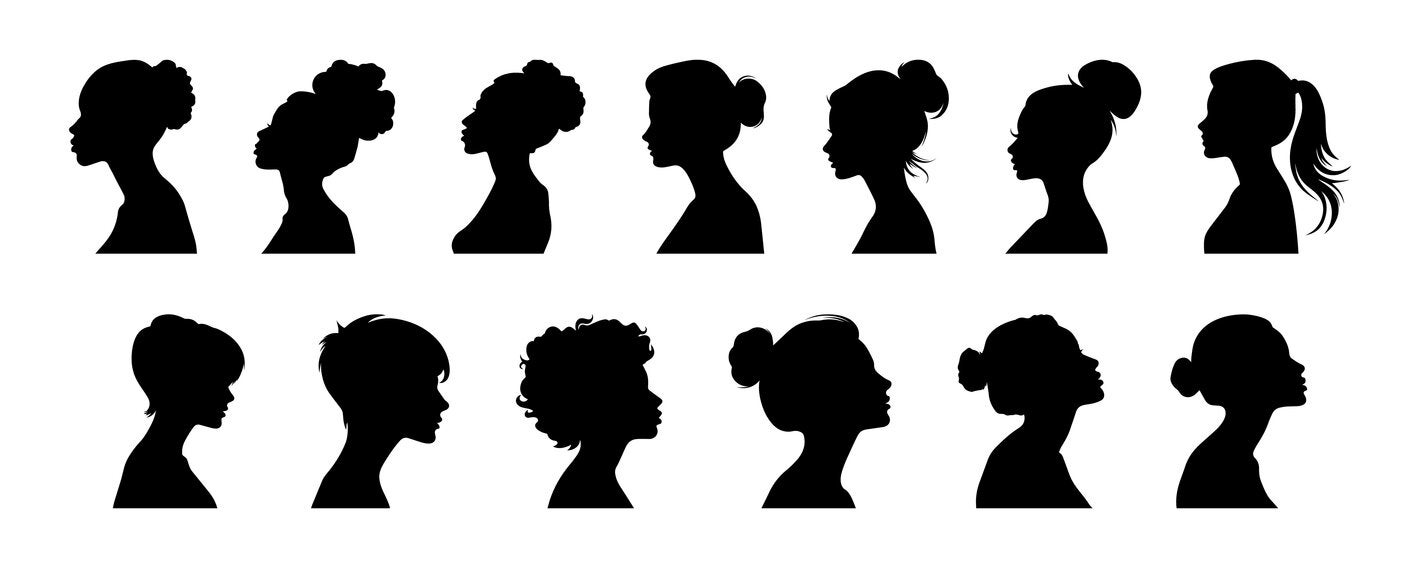 silouette of different women