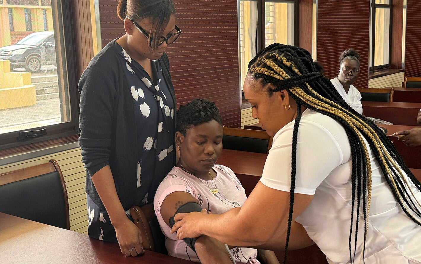 Demonstration of blood pressure testing