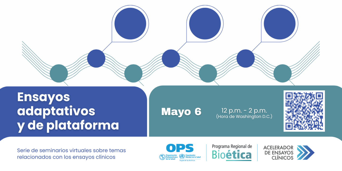 flyer webinar sobre ensatos clínicos adaptativos y de plataforma