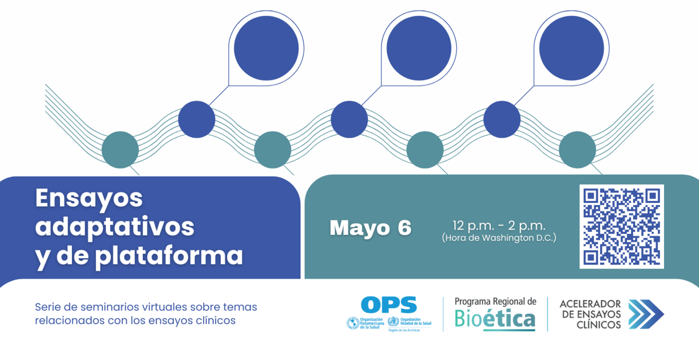 flyer webinar sobre ensatos clínicos adaptativos y de plataforma