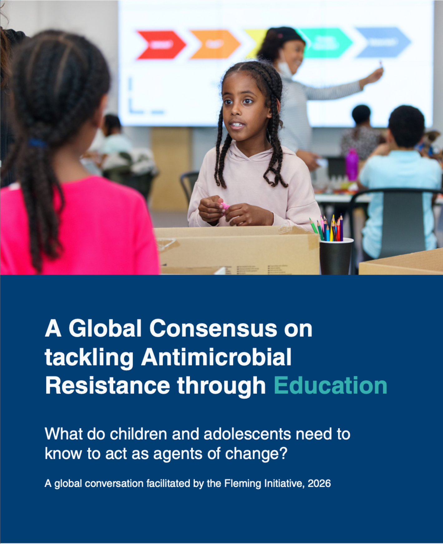Cover of the Global Consensus on Tackling AMR Through Education cover.