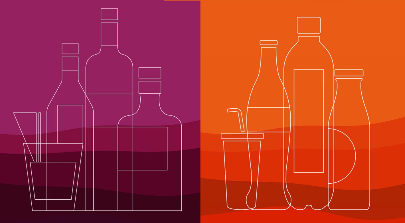 Outline of alcohol and sugary drink bottles