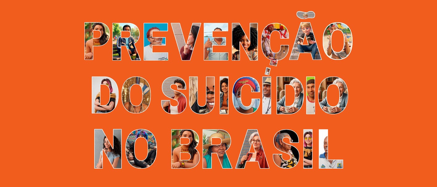 Arte com a frase "Prevenção do suicídio no Brasil"