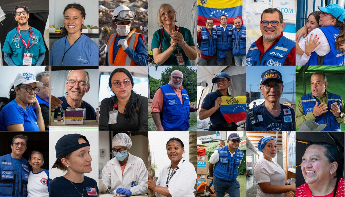 Rostros de personal de salud y de emergencias en salud